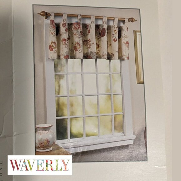 Vint. WAVERLY Garden Room Tab Top Valance 100% Cotton in Vintage Rose - Picture 1 of 4